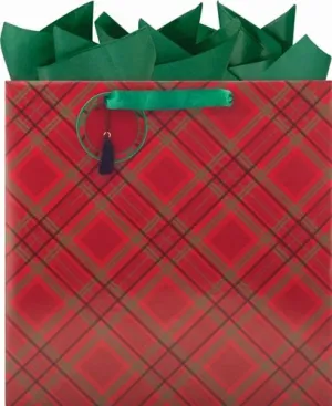Diagonal Plaid Gift Bag