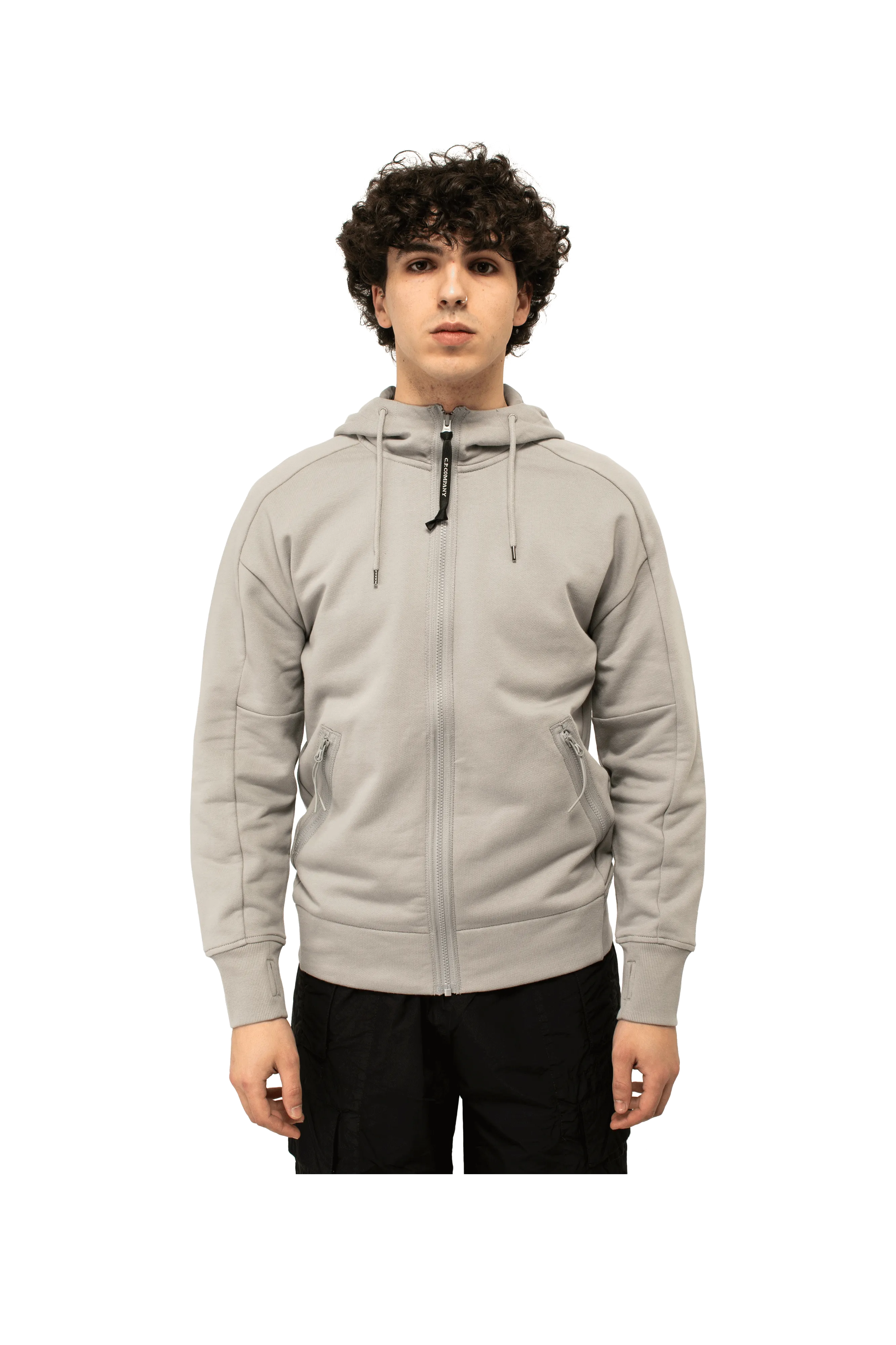 Diagonal Raised Fleece Goggle Zipped Hoodie