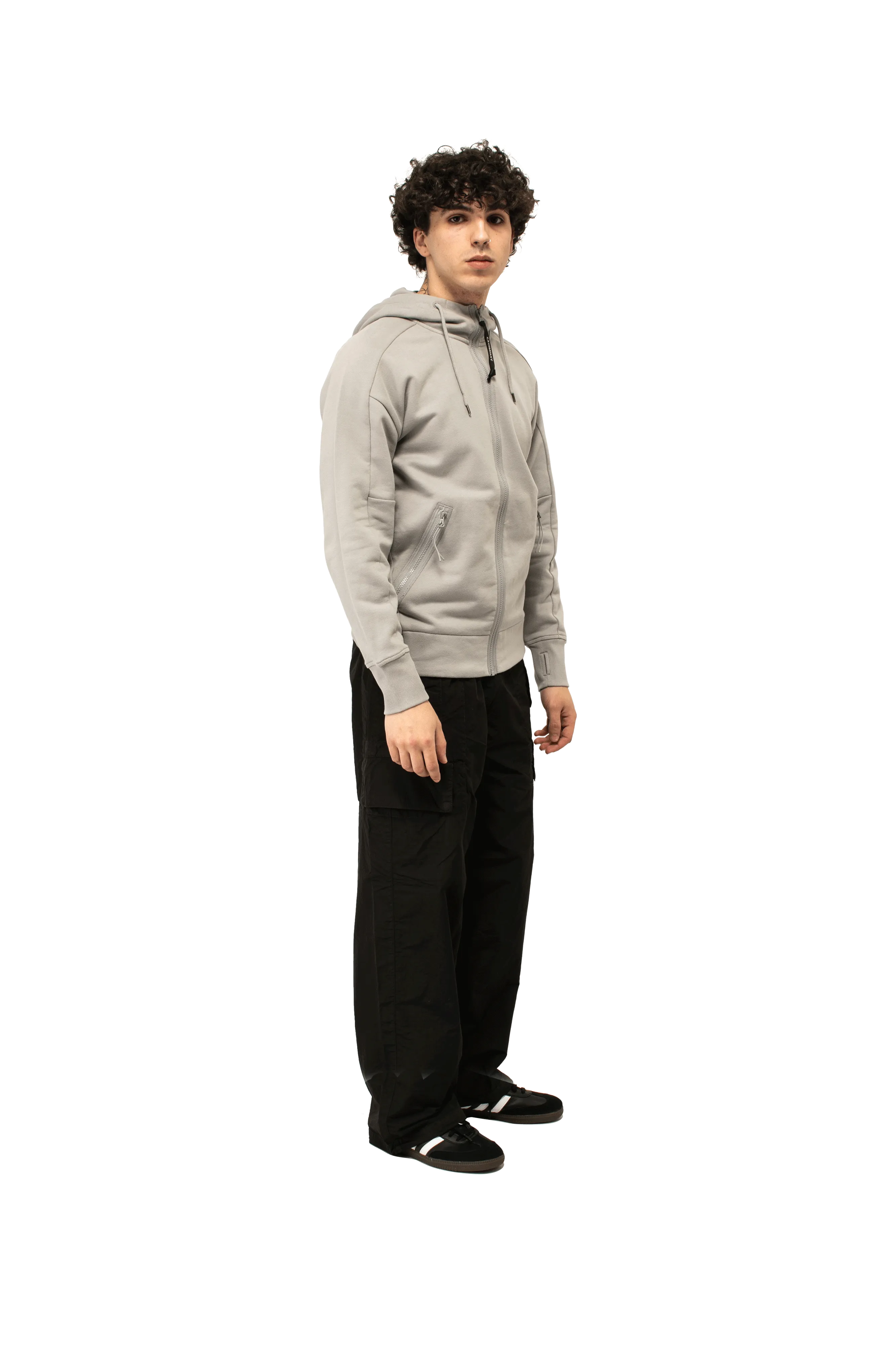 Diagonal Raised Fleece Goggle Zipped Hoodie