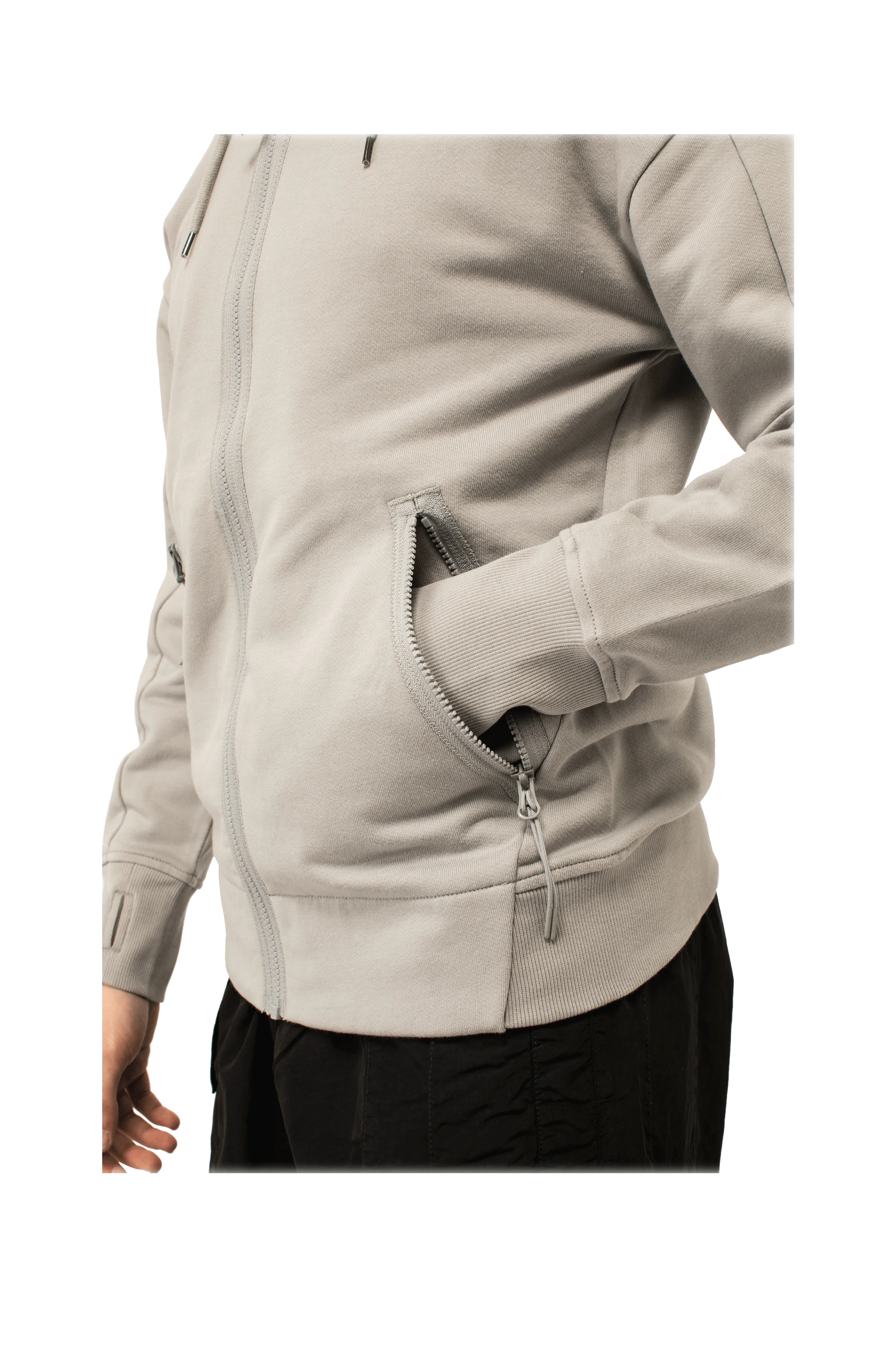 Diagonal Raised Fleece Goggle Zipped Hoodie