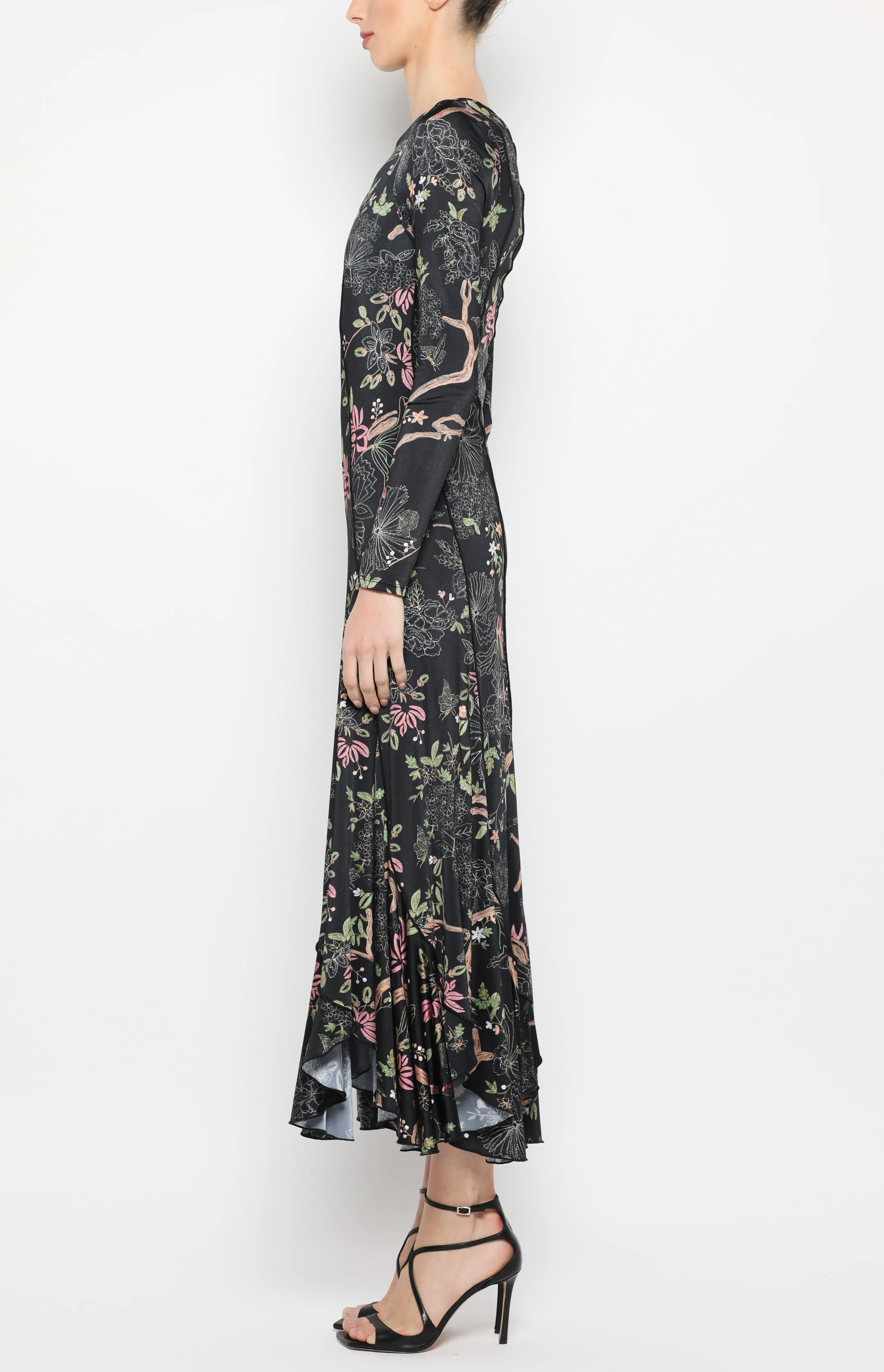 DIAGONAL SEAM LONG SLEEVE DRESS