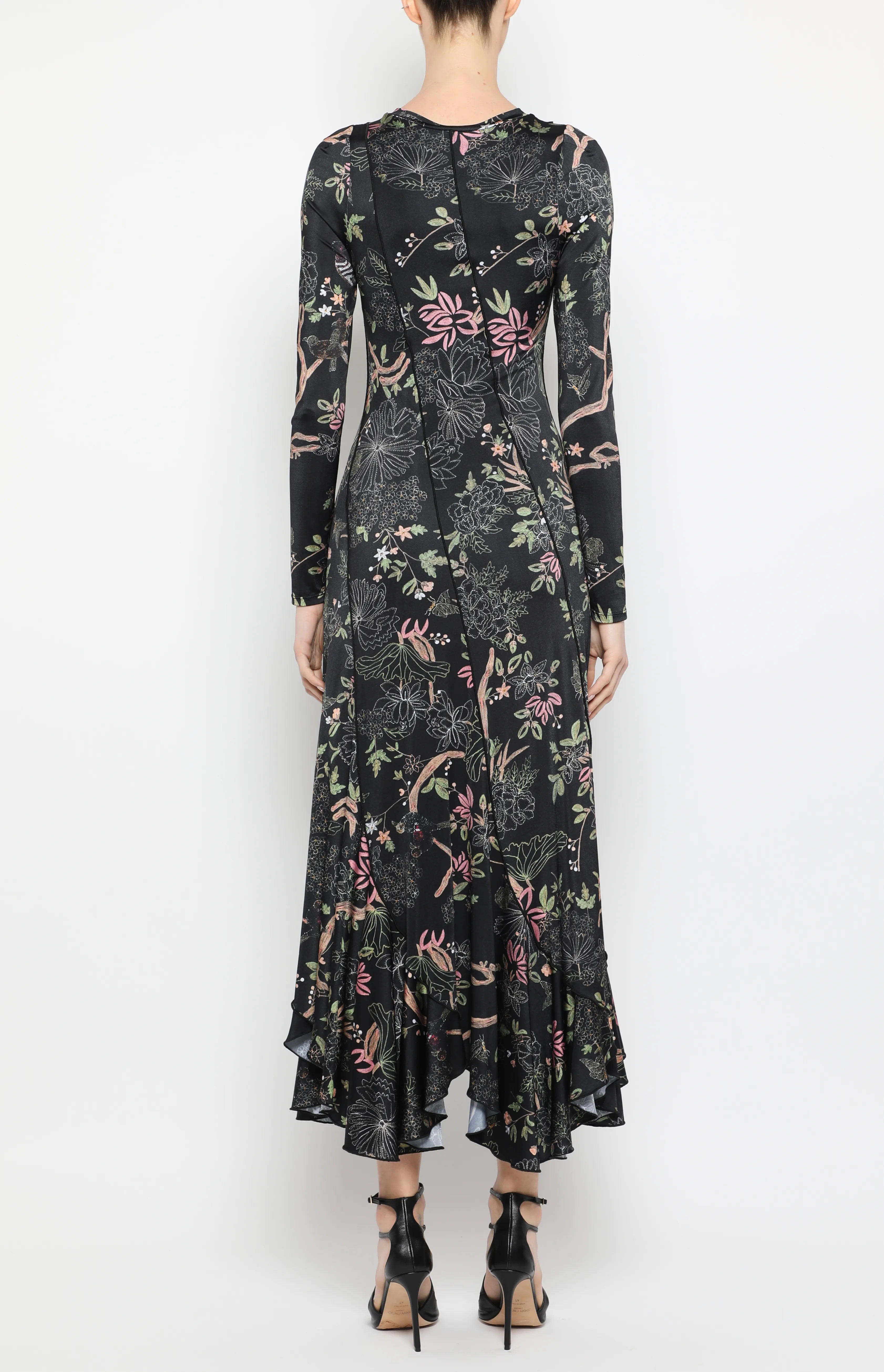 DIAGONAL SEAM LONG SLEEVE DRESS