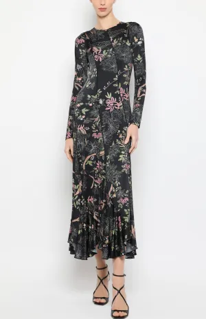 DIAGONAL SEAM LONG SLEEVE DRESS