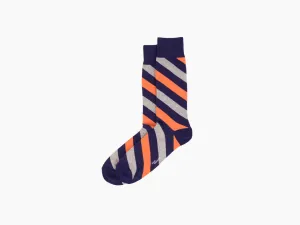 Diagonal Stripe-Blue/Orange/Grey