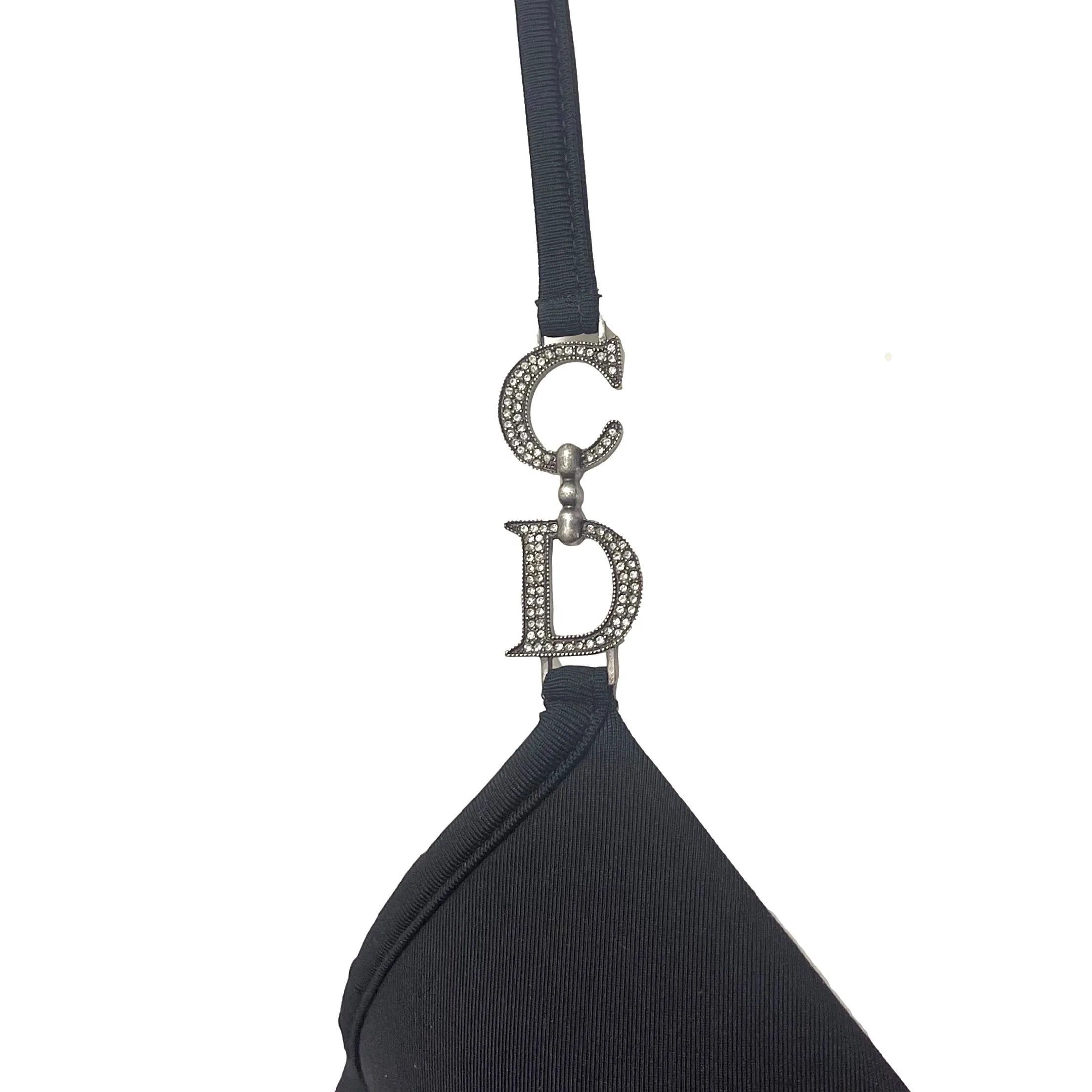 Dior Black Rhinestone Strap One Piece