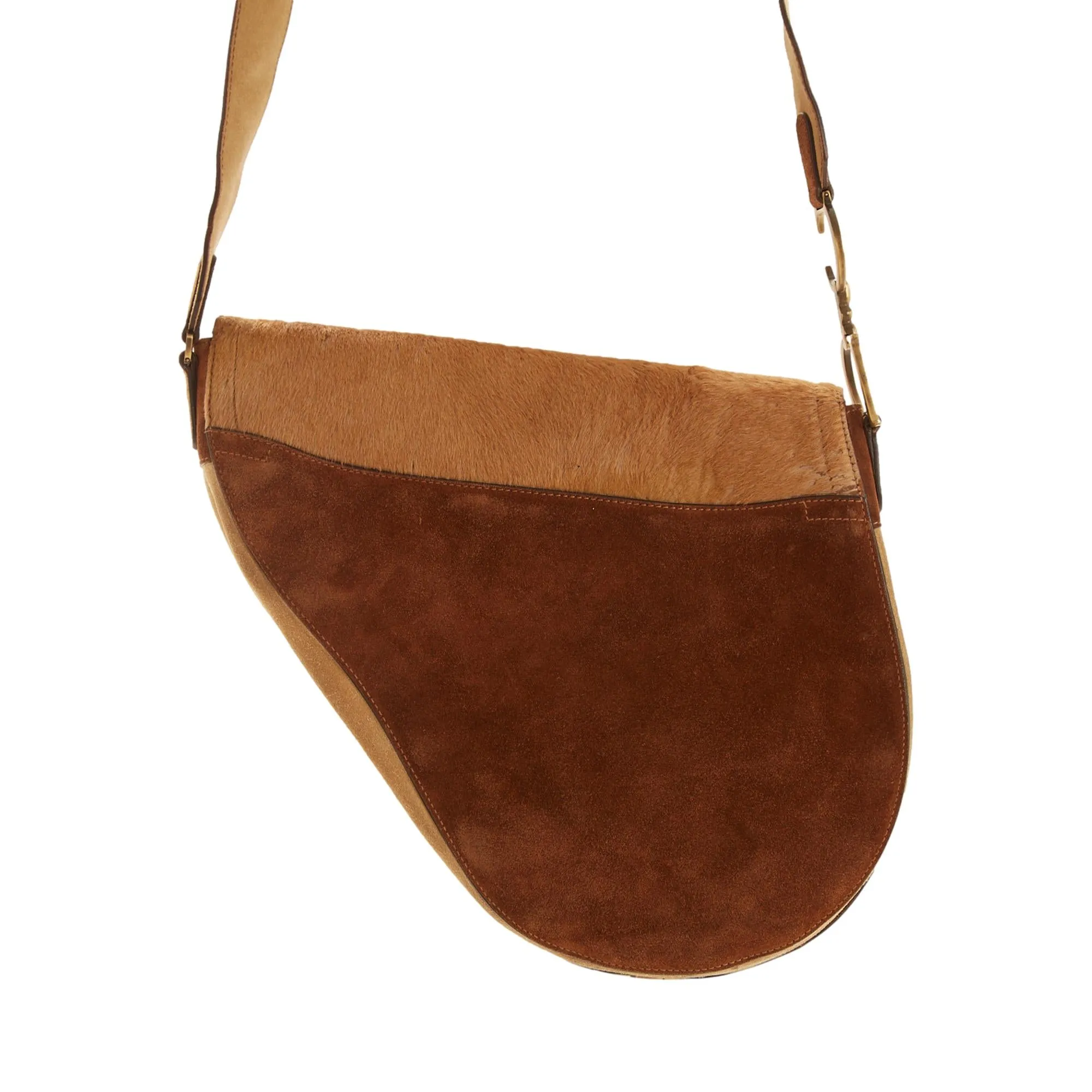 Dior Brown Calf Hair Jumbo Saddle Bag