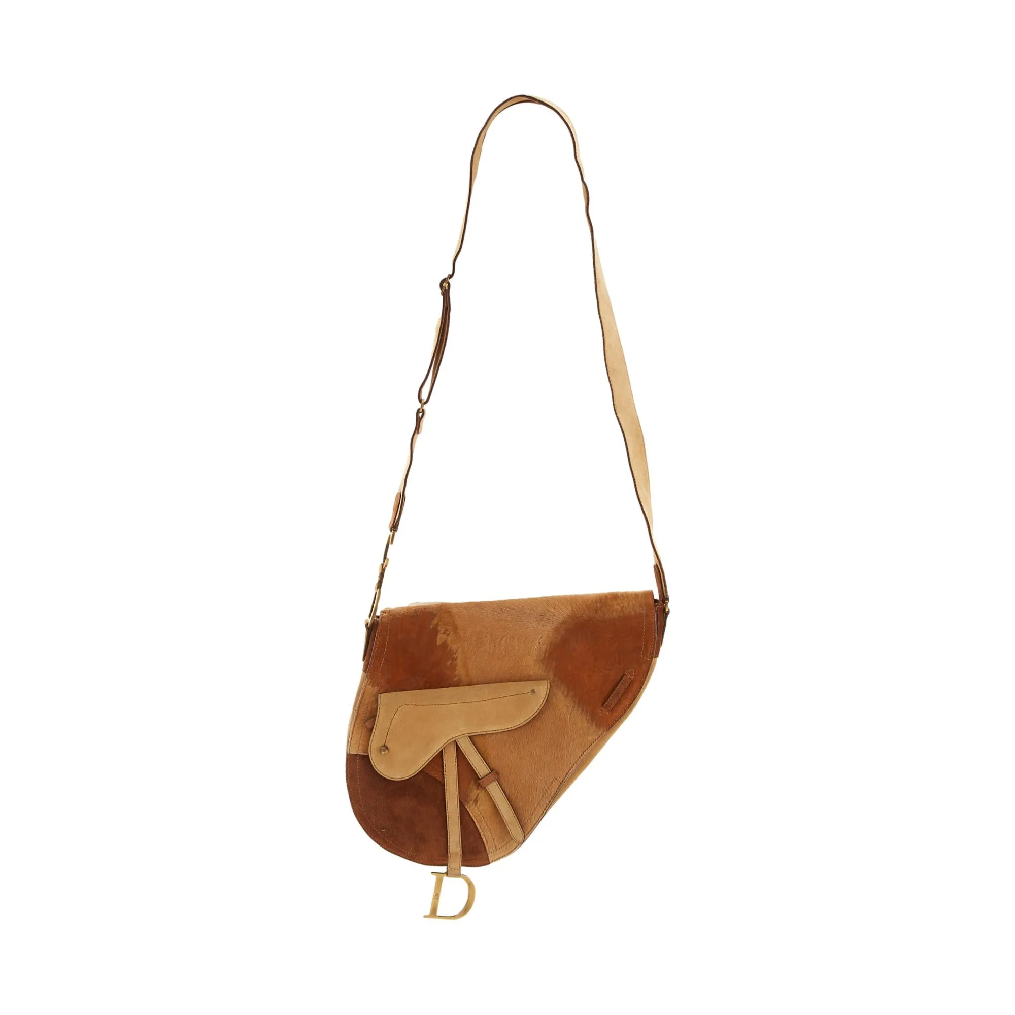 Dior Brown Calf Hair Jumbo Saddle Bag