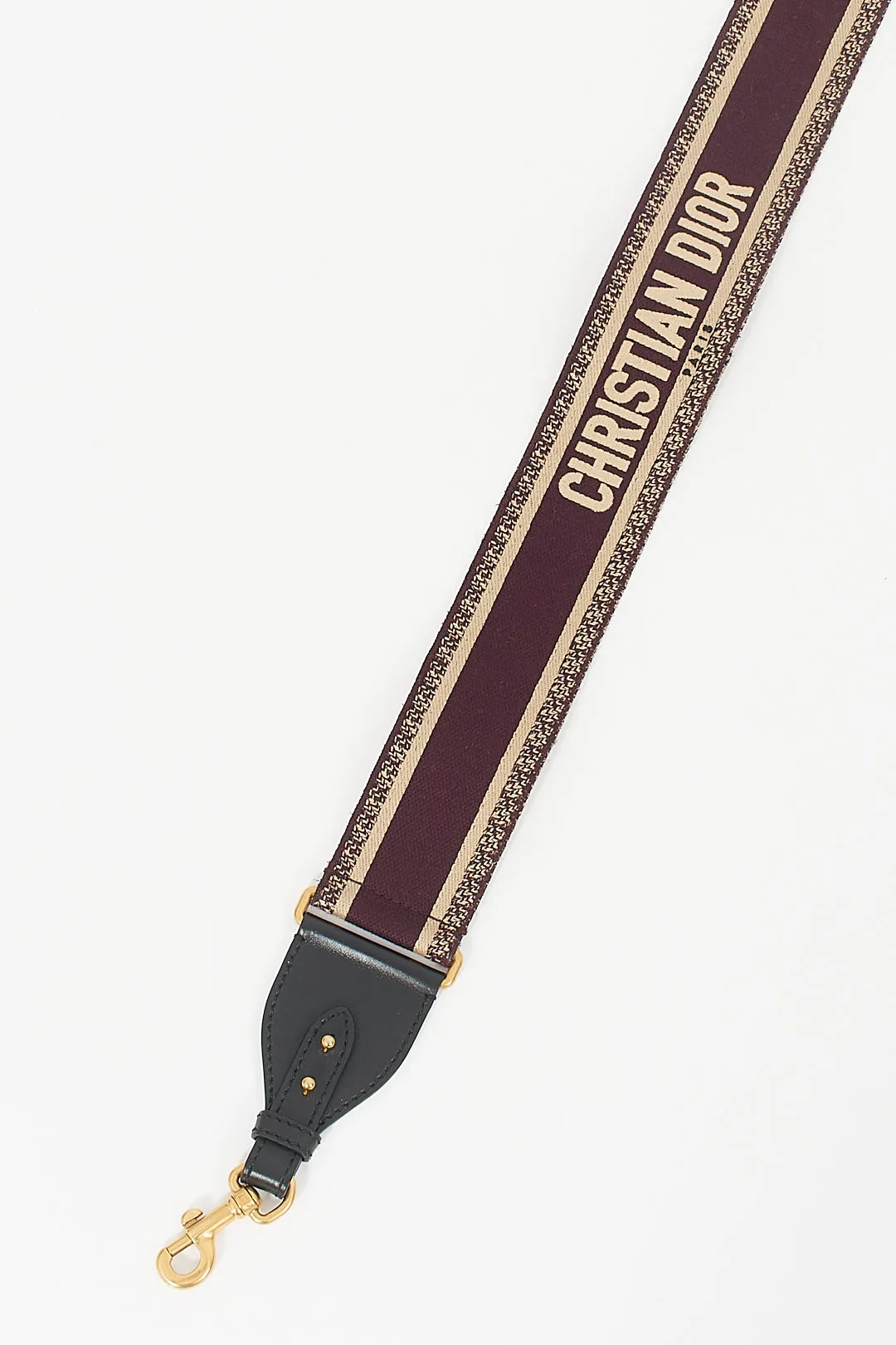 Dior Burgundy and Beige Canvas Guitar Strap