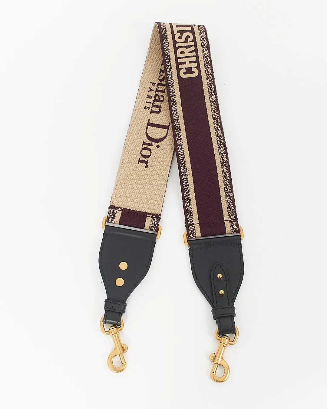 Dior Burgundy and Beige Canvas Guitar Strap
