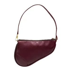 Dior Maroon Embossed Logo Saddle Bag