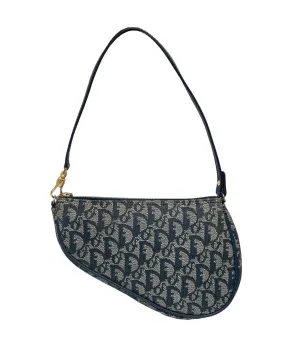 Dior Navy Logo Mini Saddle Bag