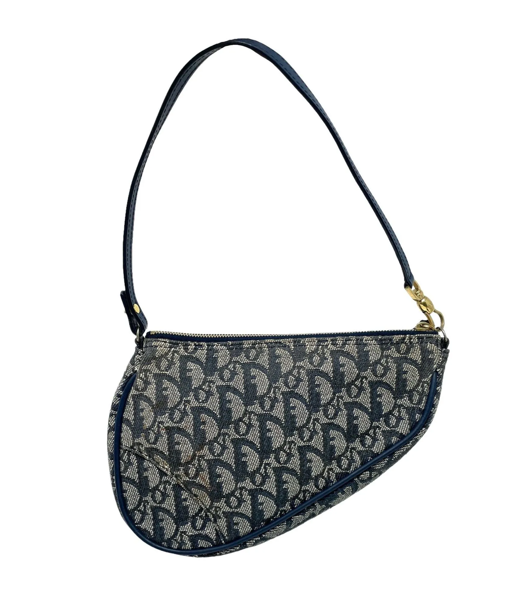 Dior Navy Logo Mini Saddle Bag