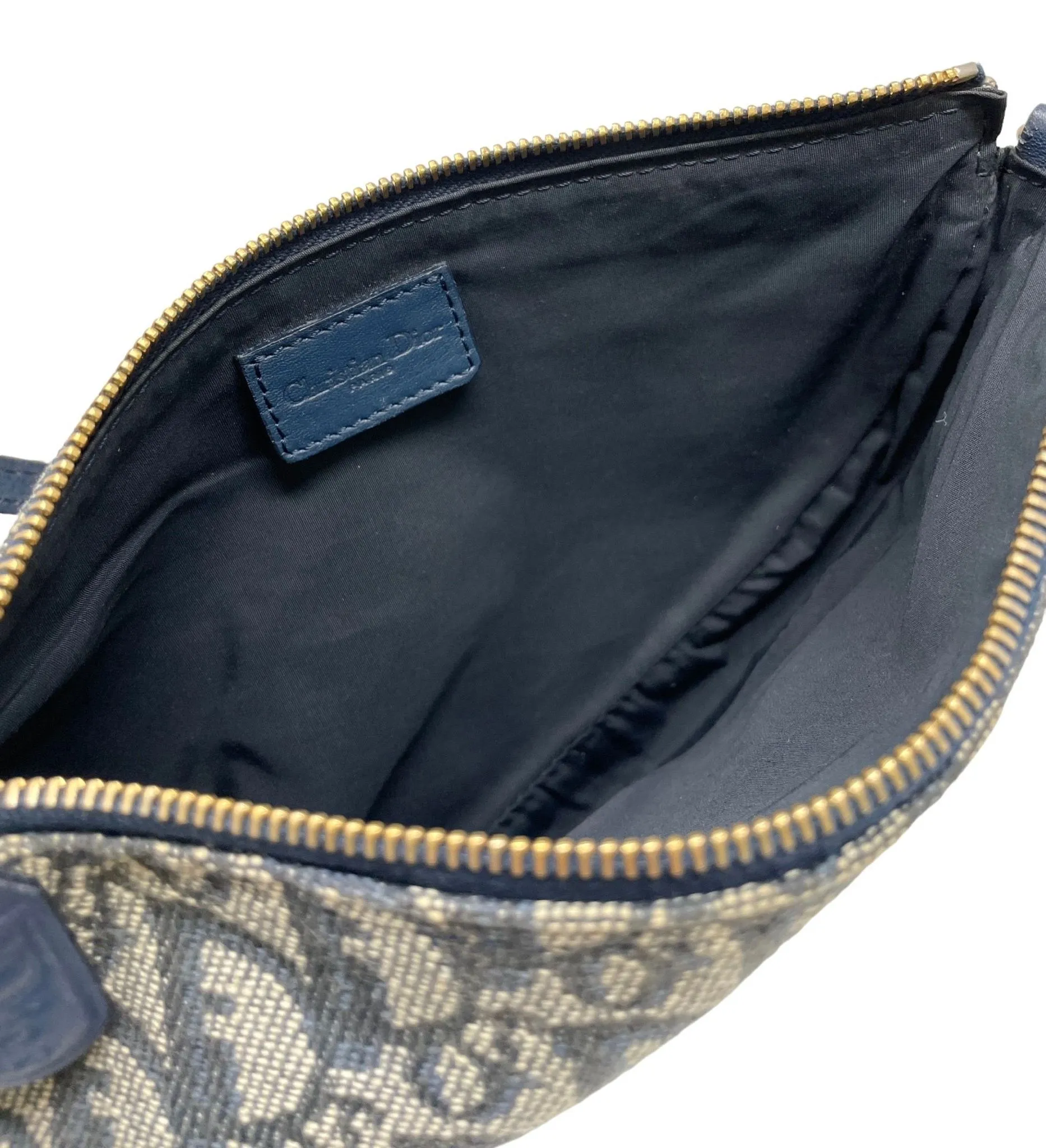 Dior Navy Logo Mini Saddle Bag