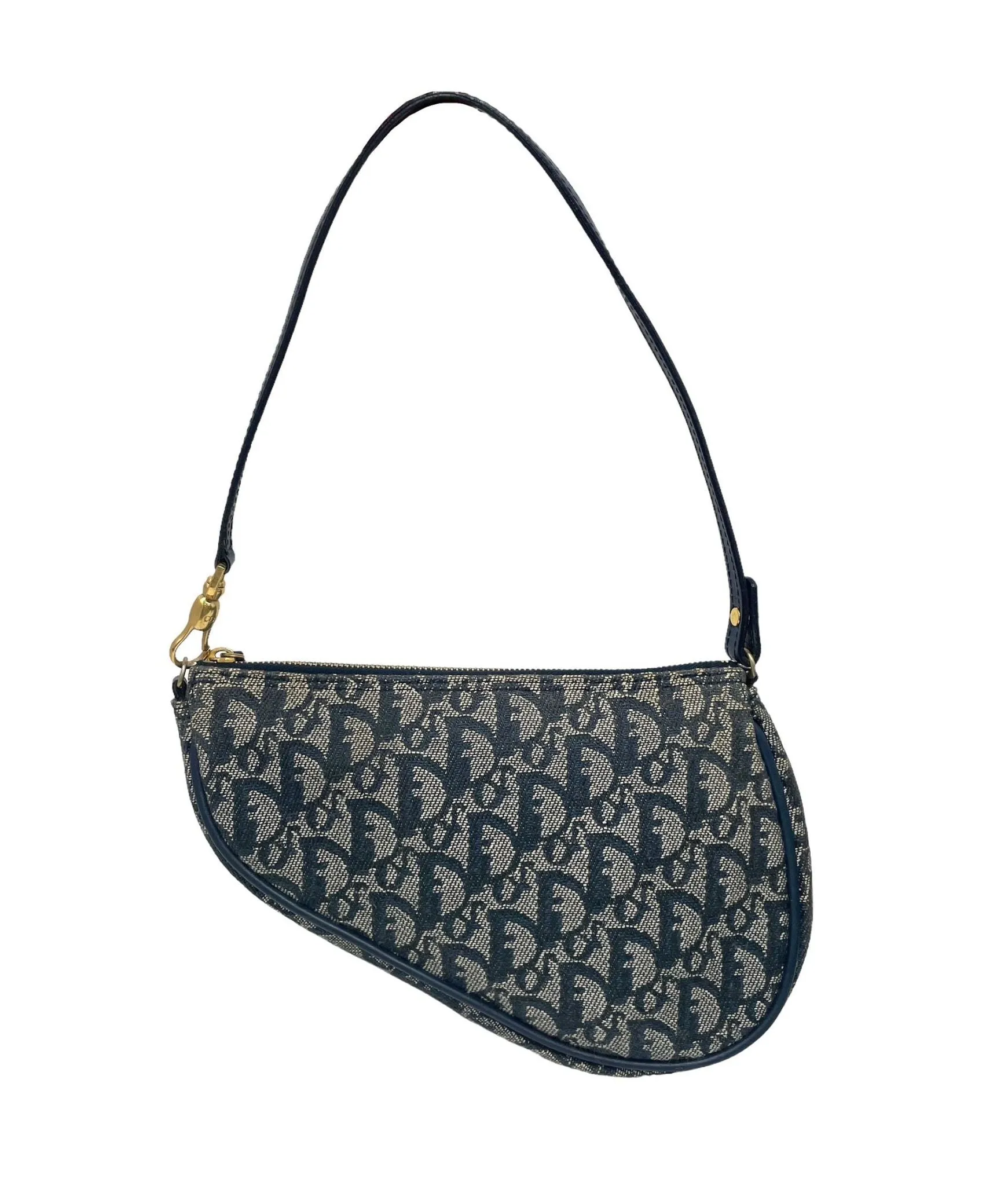 Dior Navy Logo Mini Saddle Bag