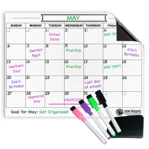 Dry Erase Calendar for Fridge - White