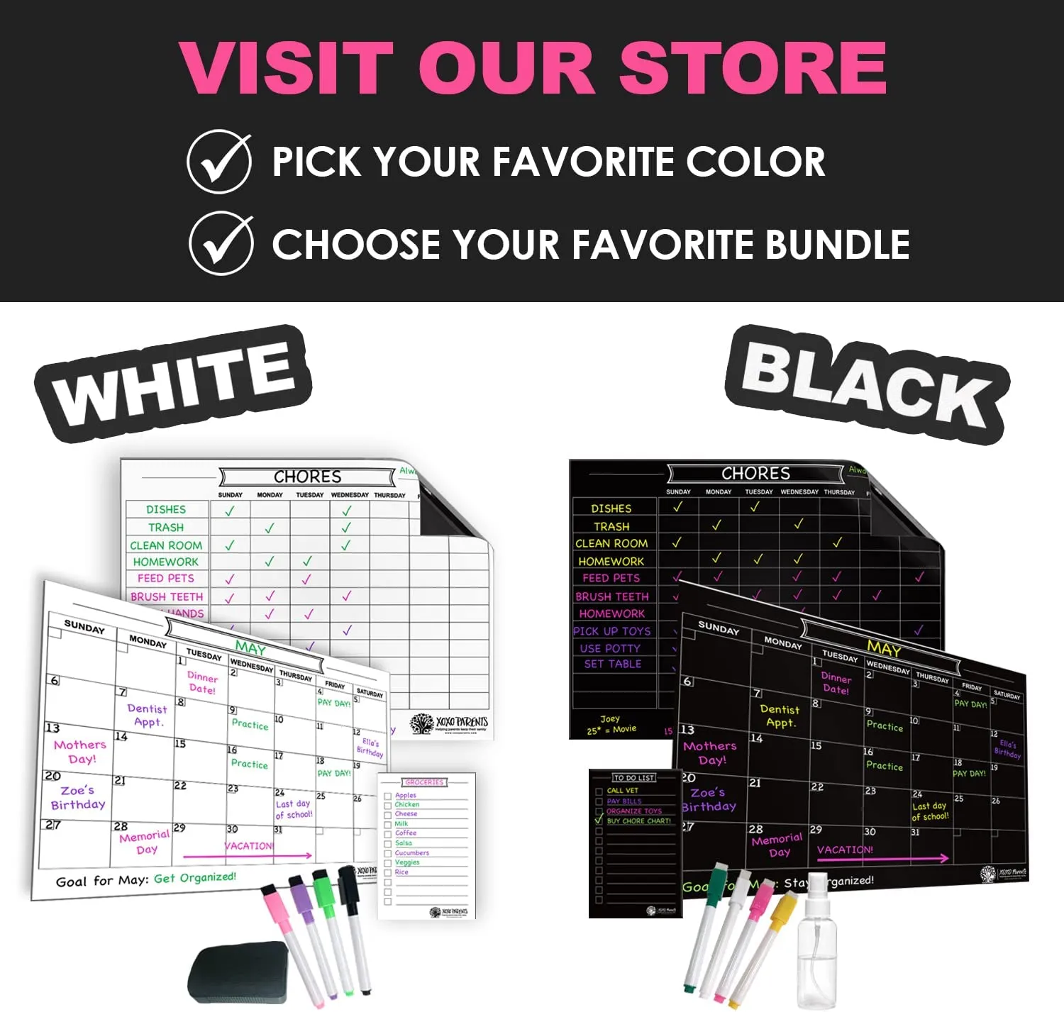 Dry Erase Calendar for Fridge - White