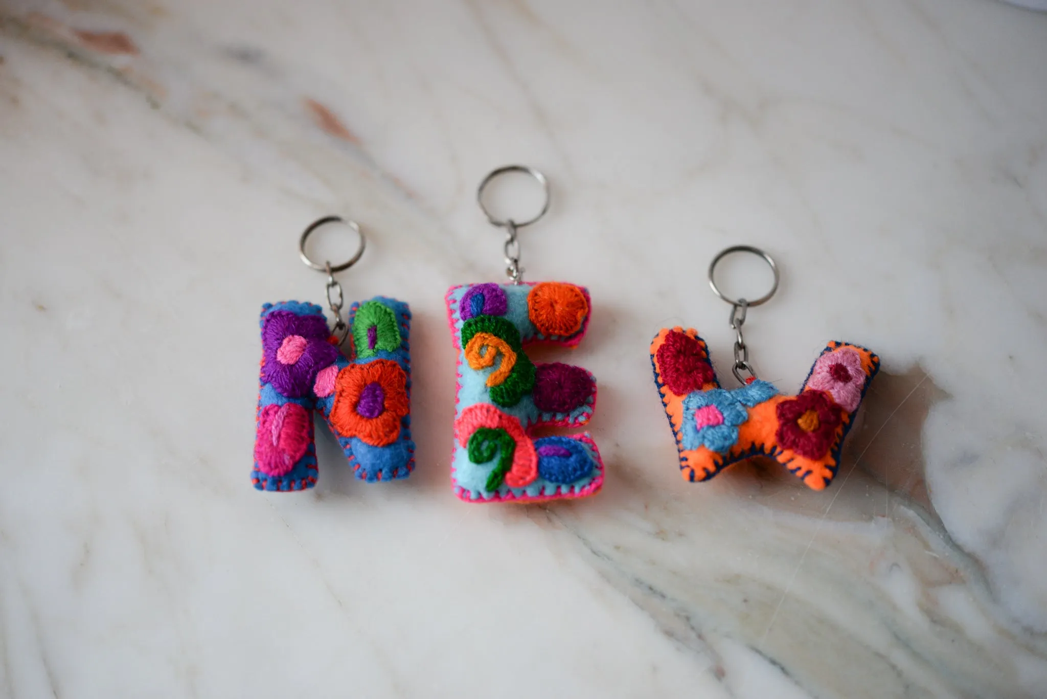 Embroidered Letter Keychain