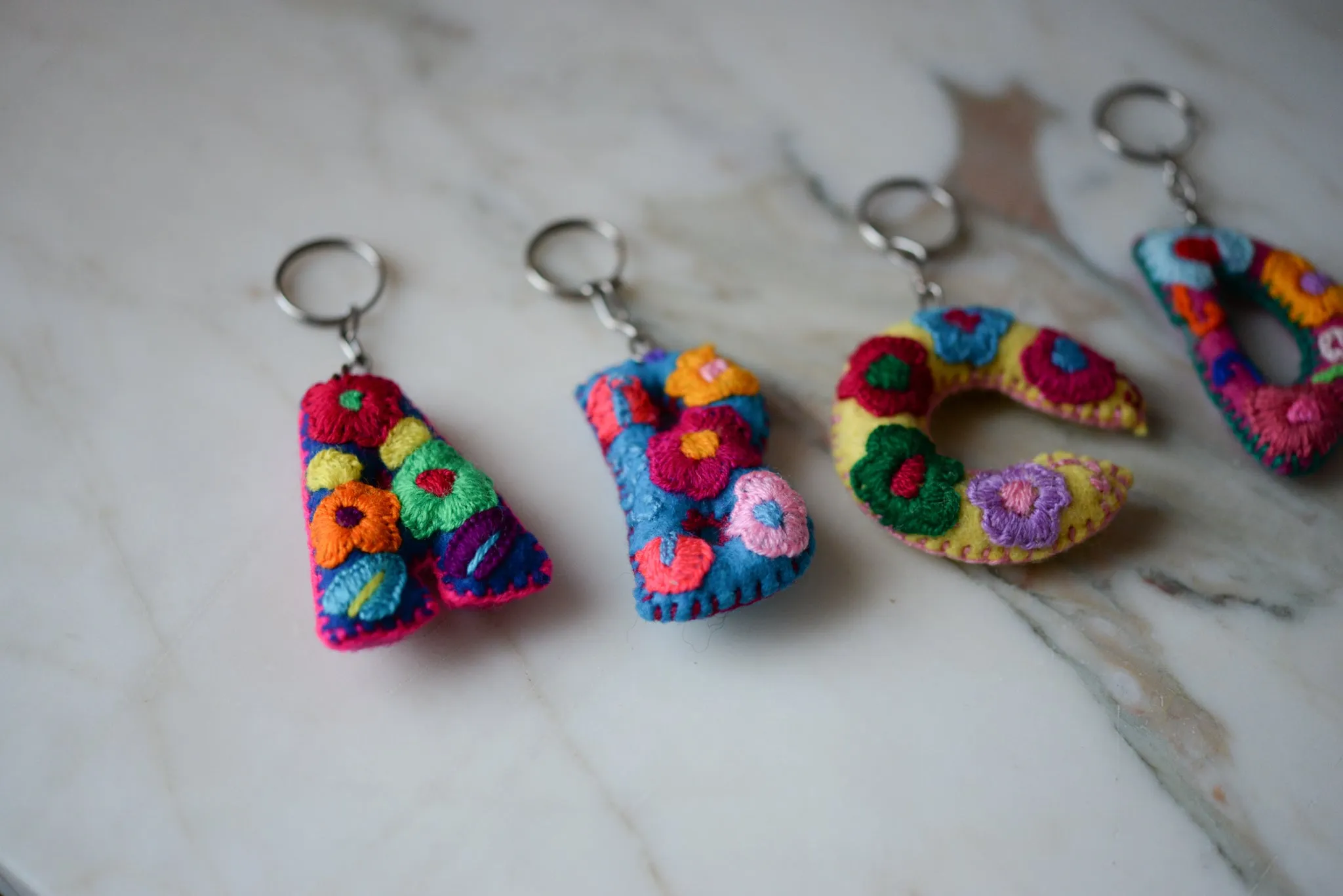 Embroidered Letter Keychain