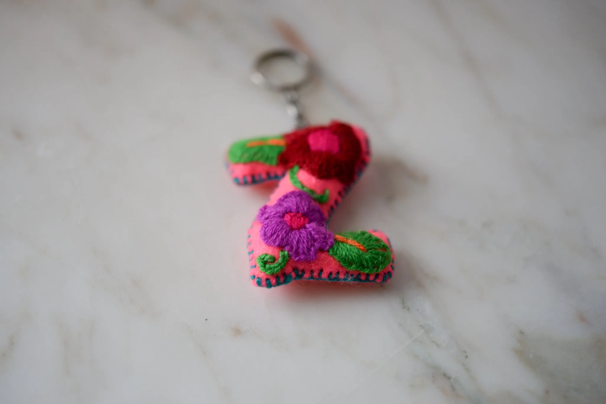 Embroidered Letter Keychain