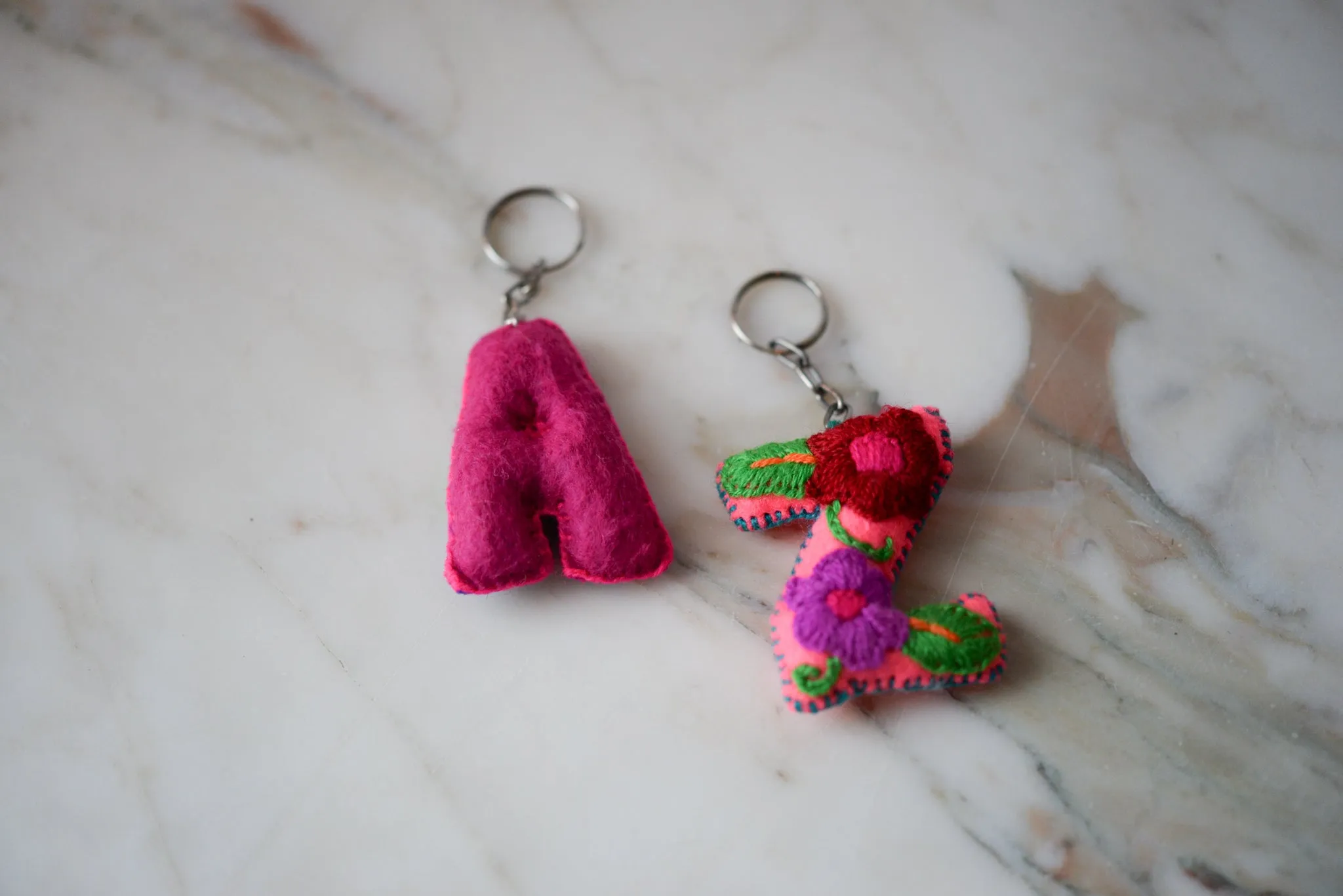 Embroidered Letter Keychain