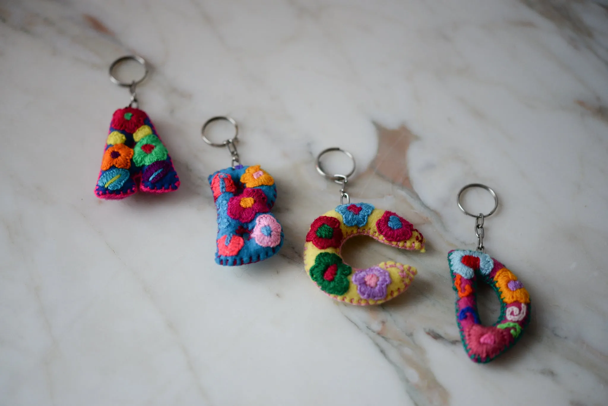 Embroidered Letter Keychain