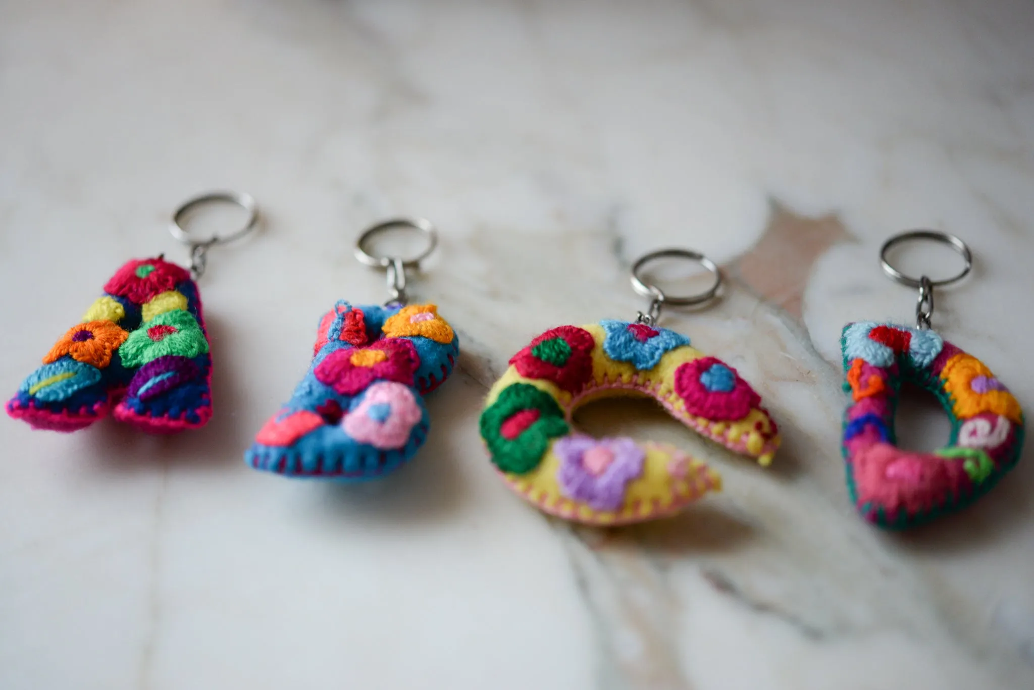 Embroidered Letter Keychain