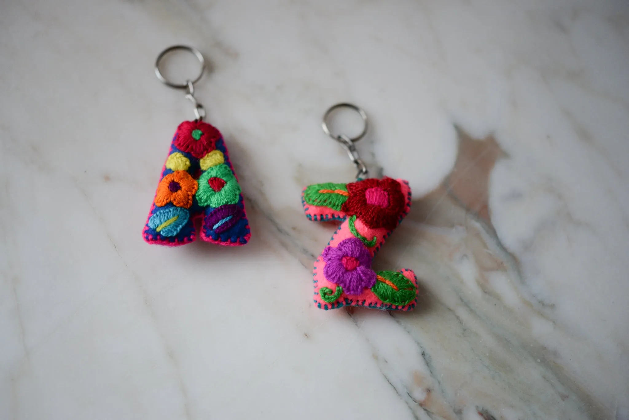 Embroidered Letter Keychain