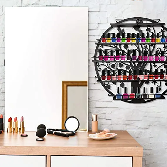 ERYTLLY Wall Mounted Nail Polish Rack, Acrylic Nail Polish Rack, Nail polish Display storage rack, Nail Polish Shelf Organizer, Salon Wall Display Shelf (Round) - Retails $56 