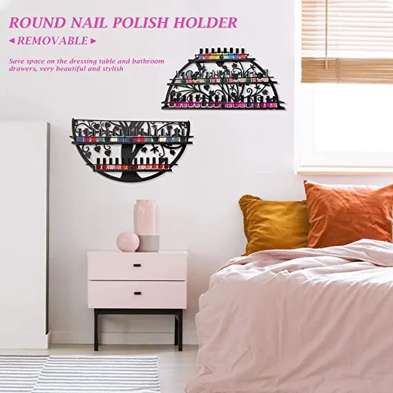 ERYTLLY Wall Mounted Nail Polish Rack, Acrylic Nail Polish Rack, Nail polish Display storage rack, Nail Polish Shelf Organizer, Salon Wall Display Shelf (Round) - Retails $56 