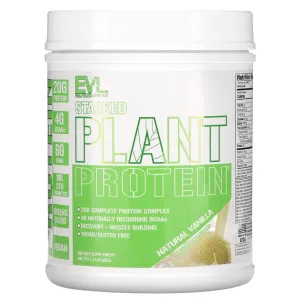 EVLution Nutrition Stacked Plant Protein Natural Vanilla 1.5 lb (680 g) EXP Jan 2027