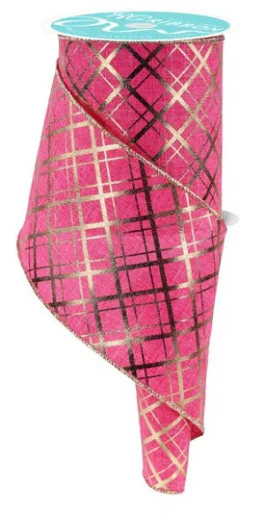***EXCLUSIVE***  4" Metallic Thick Thin Diagonal: Hot Pink, Gold (10 Yards) Only Available at White Bayou!