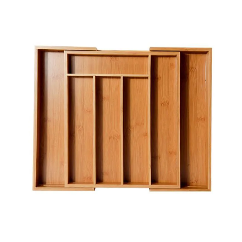 Expandable Bamboo Drawer Organizer Cutlery Tray for Tyding Up Kitchen Multi-Functional Drawer Storage Box