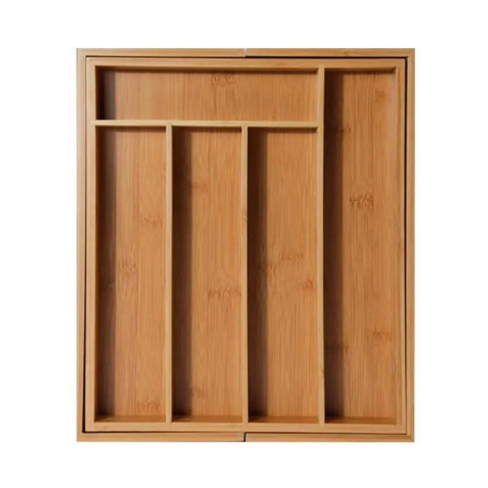 Expandable Bamboo Drawer Organizer Cutlery Tray for Tyding Up Kitchen Multi-Functional Drawer Storage Box