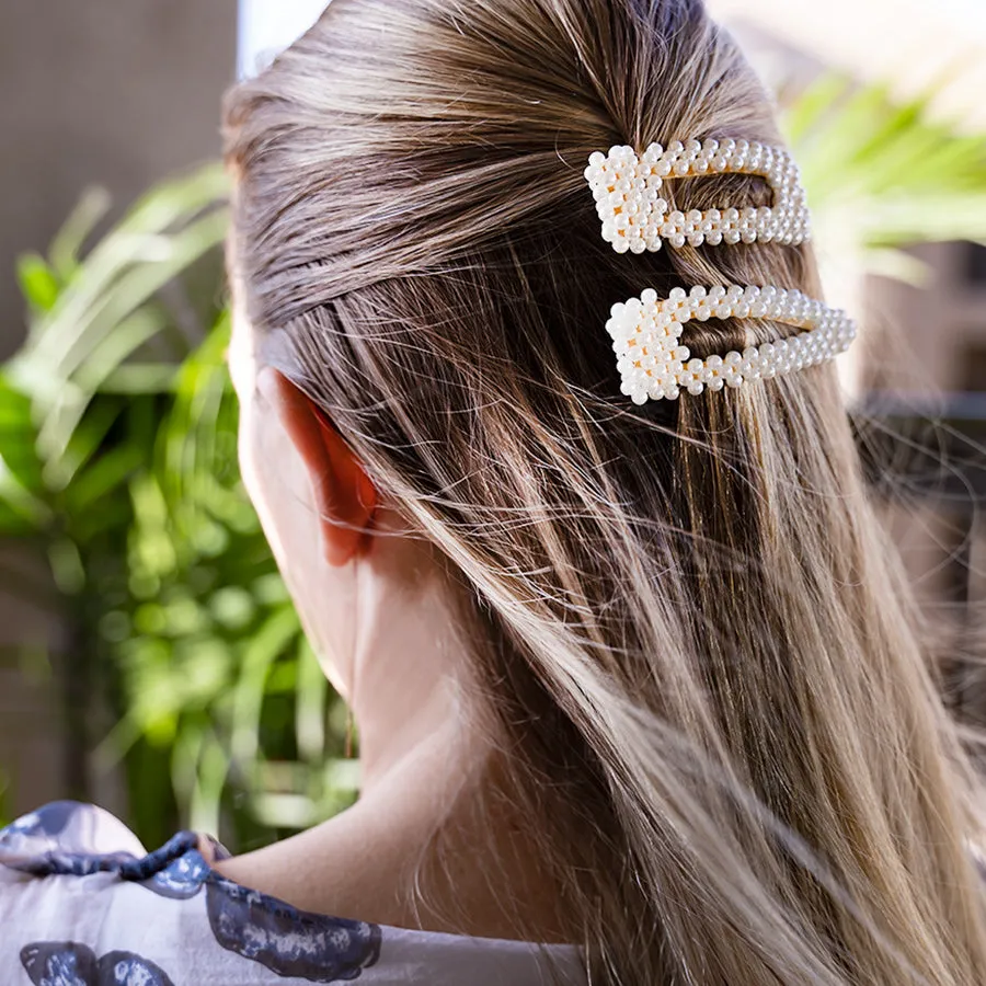Faux Pearl Snap Clip - Set of 2