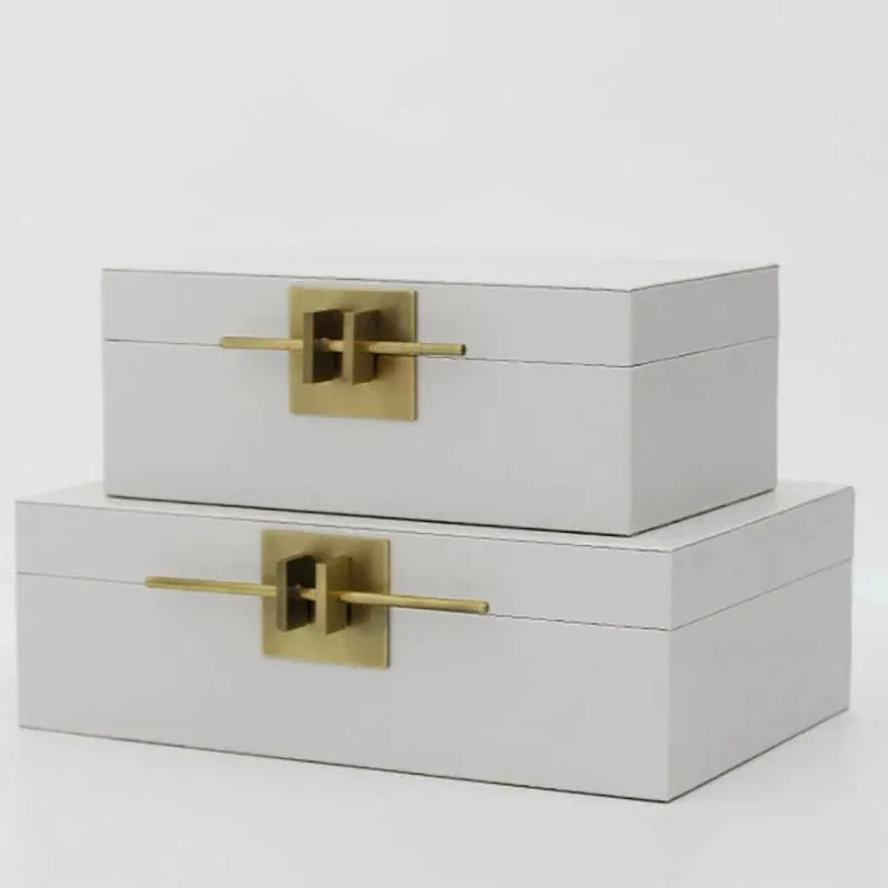 Faux Shagreen Jewelry Storage Box with Golden Handle