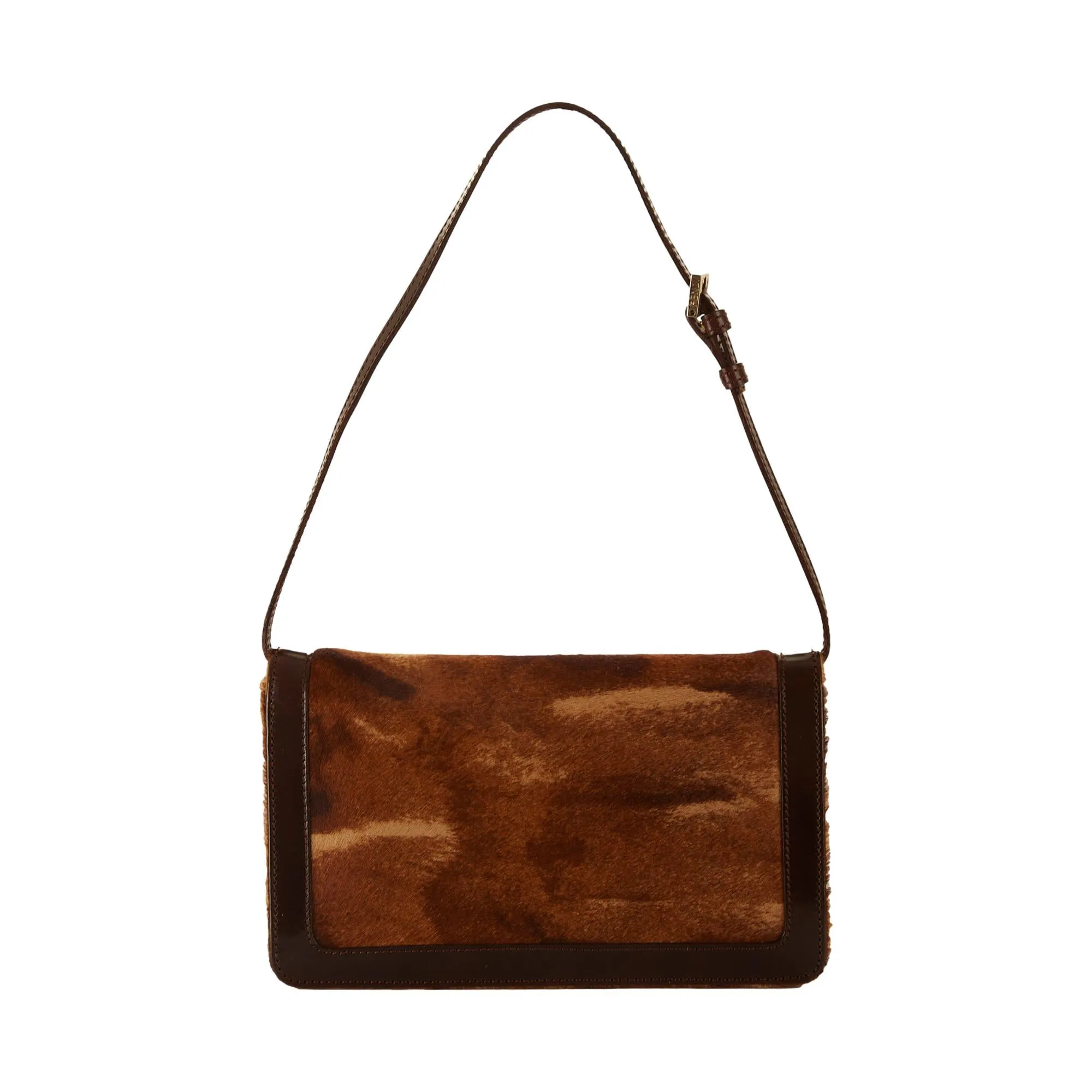 Fendi Brown Calf Hair Baguette