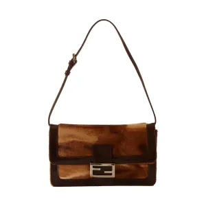 Fendi Brown Calf Hair Baguette