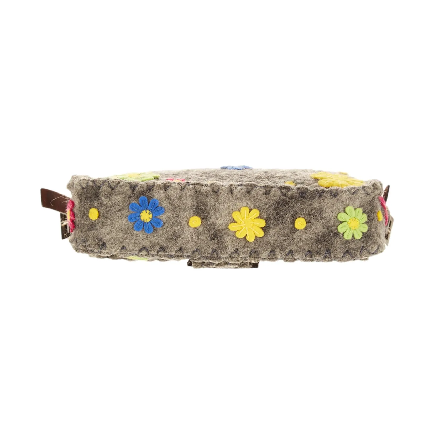 Fendi Grey Floral Felt Baguette