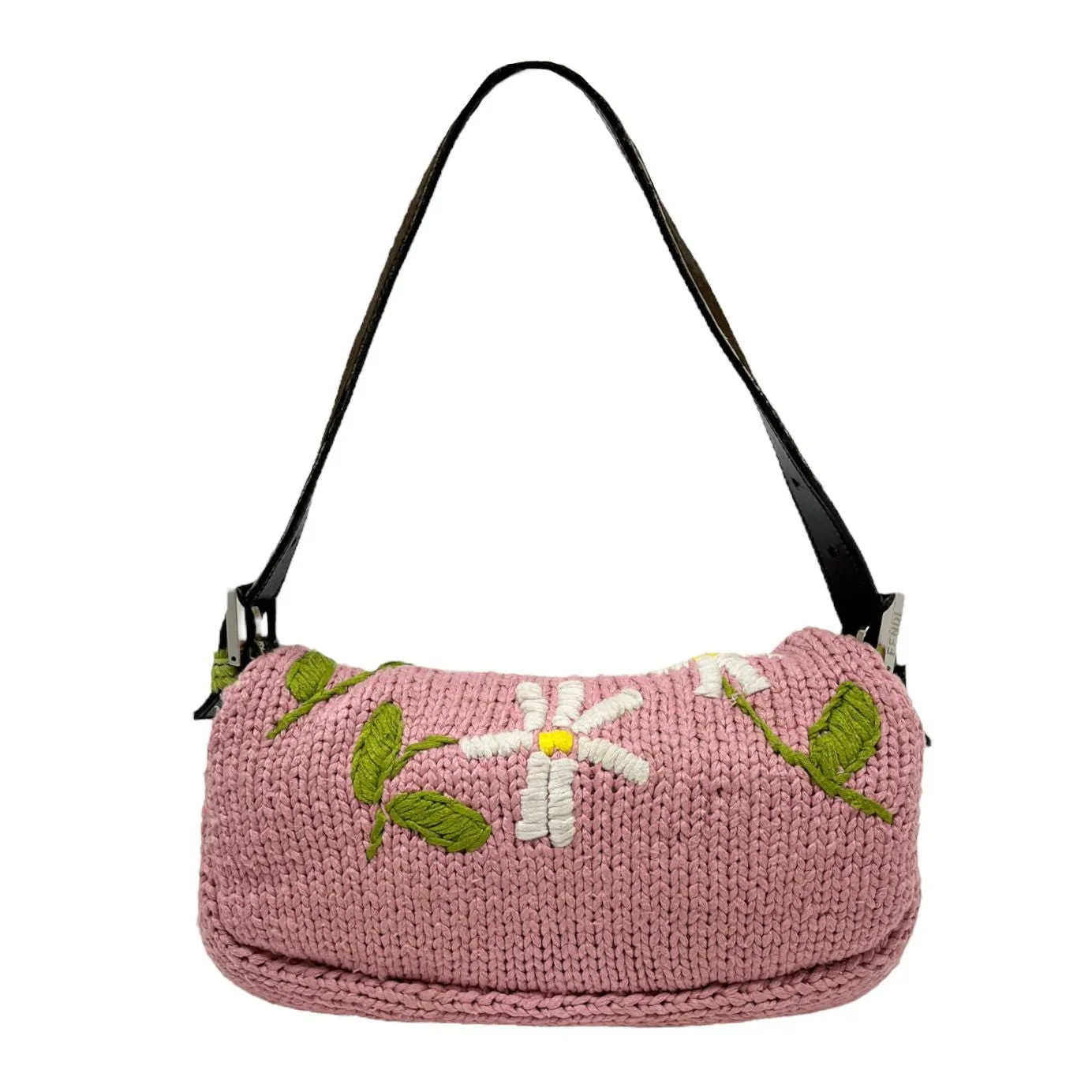 Fendi Pink Floral Knit Baguette