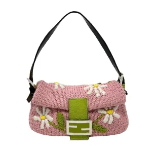 Fendi Pink Floral Knit Baguette
