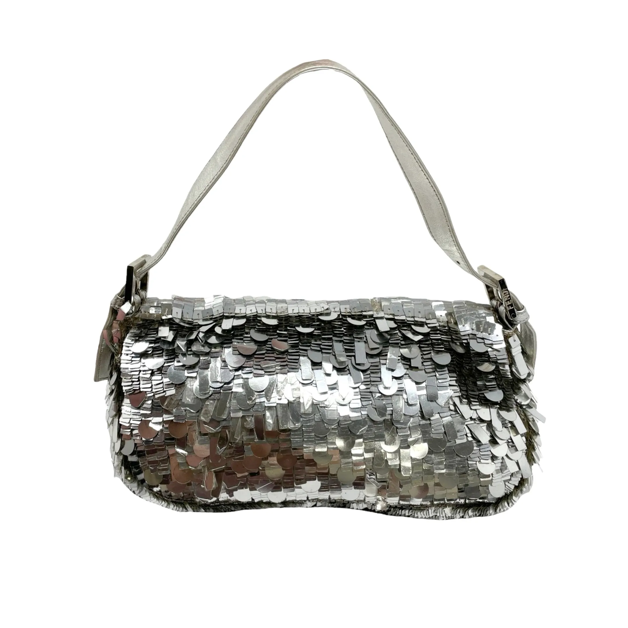 Fendi Silver Sequin Baguette