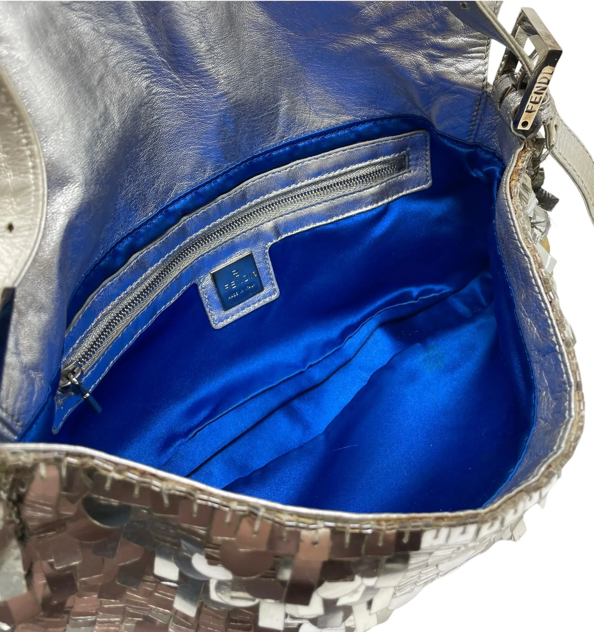 Fendi Silver Sequin Baguette