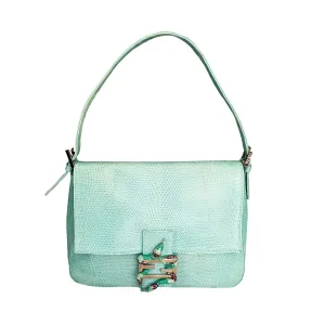 Fendi Turquoise Snake Emblem Shoulder Bag