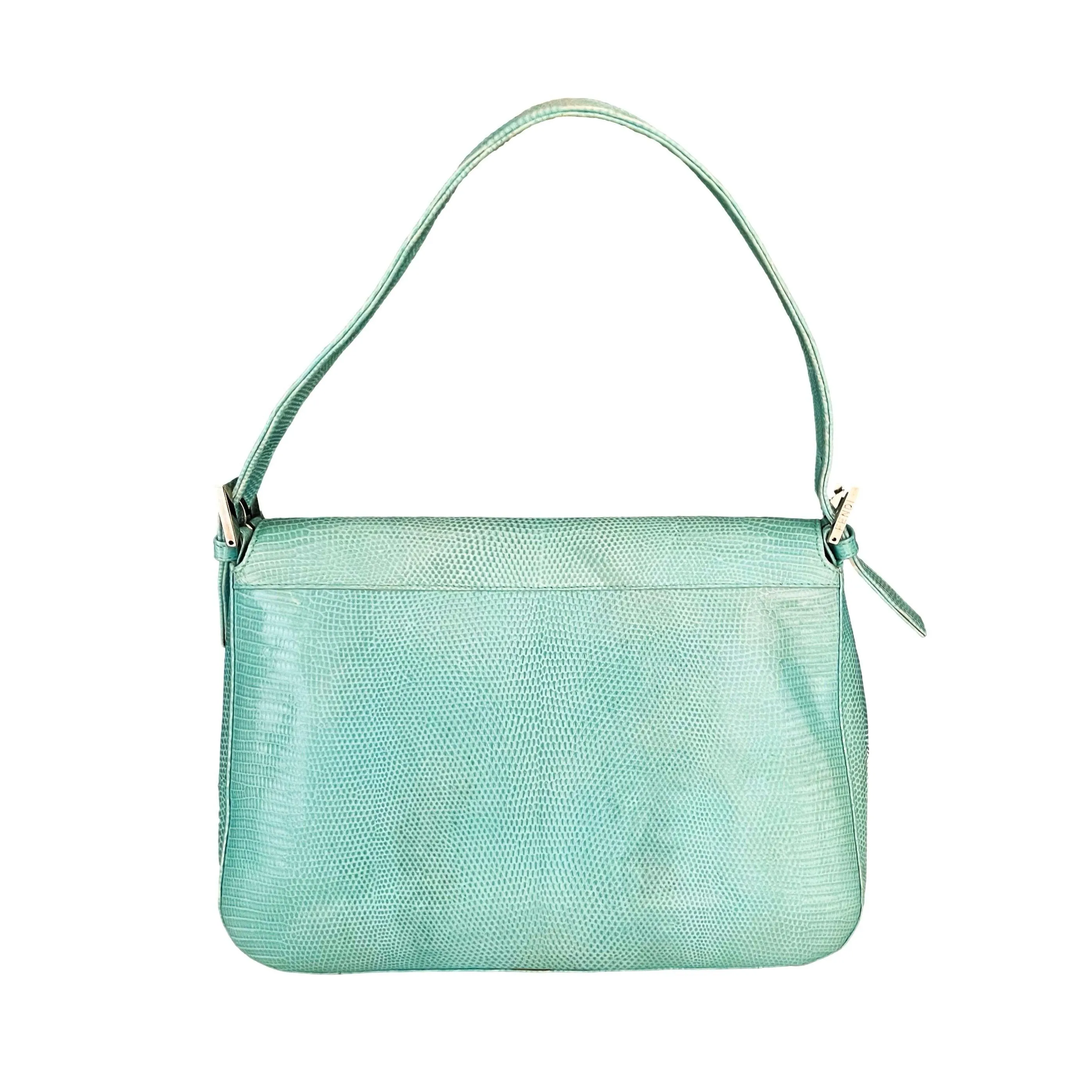 Fendi Turquoise Snake Emblem Shoulder Bag