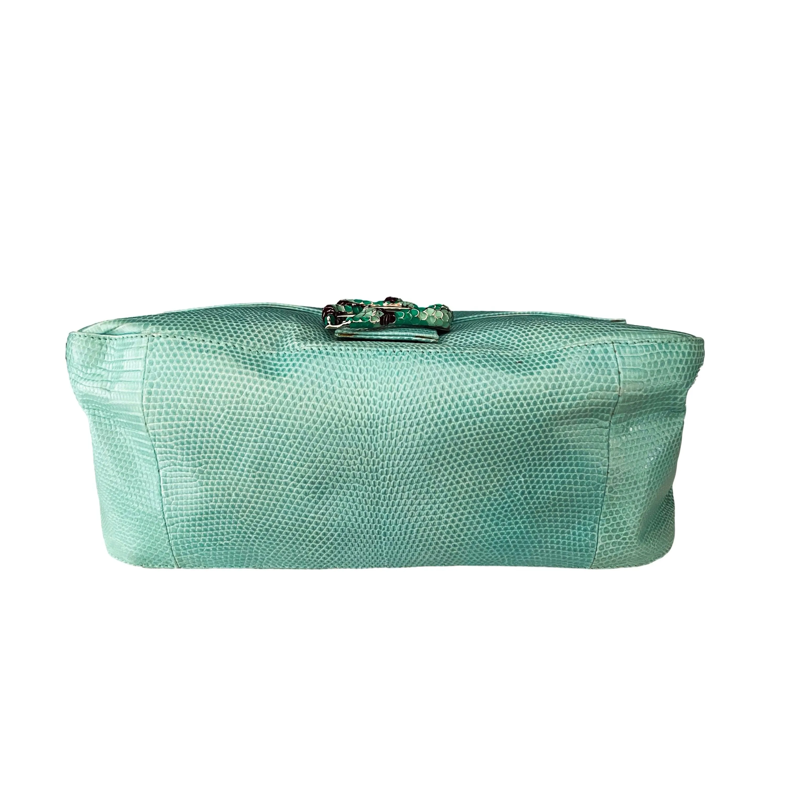 Fendi Turquoise Snake Emblem Shoulder Bag