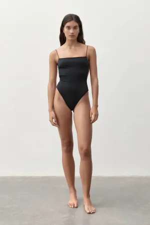 FINE STRAP ONE PIECE- BLACK