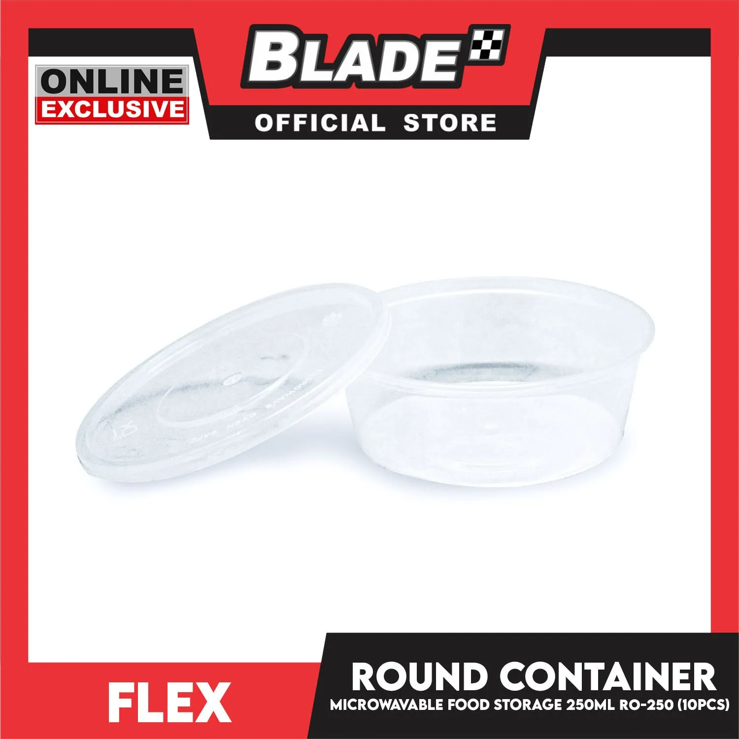 Flex Microwavable Container Round Food Storage 250ml 12x4cm R0-250 (Set of 10)