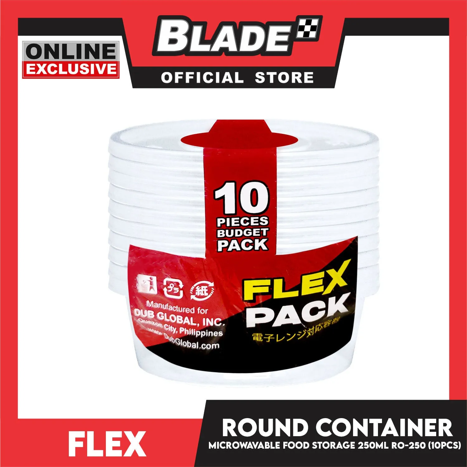 Flex Microwavable Container Round Food Storage 250ml 12x4cm R0-250 (Set of 10)