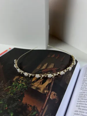 Floral Vine Pearl Gold Headband
