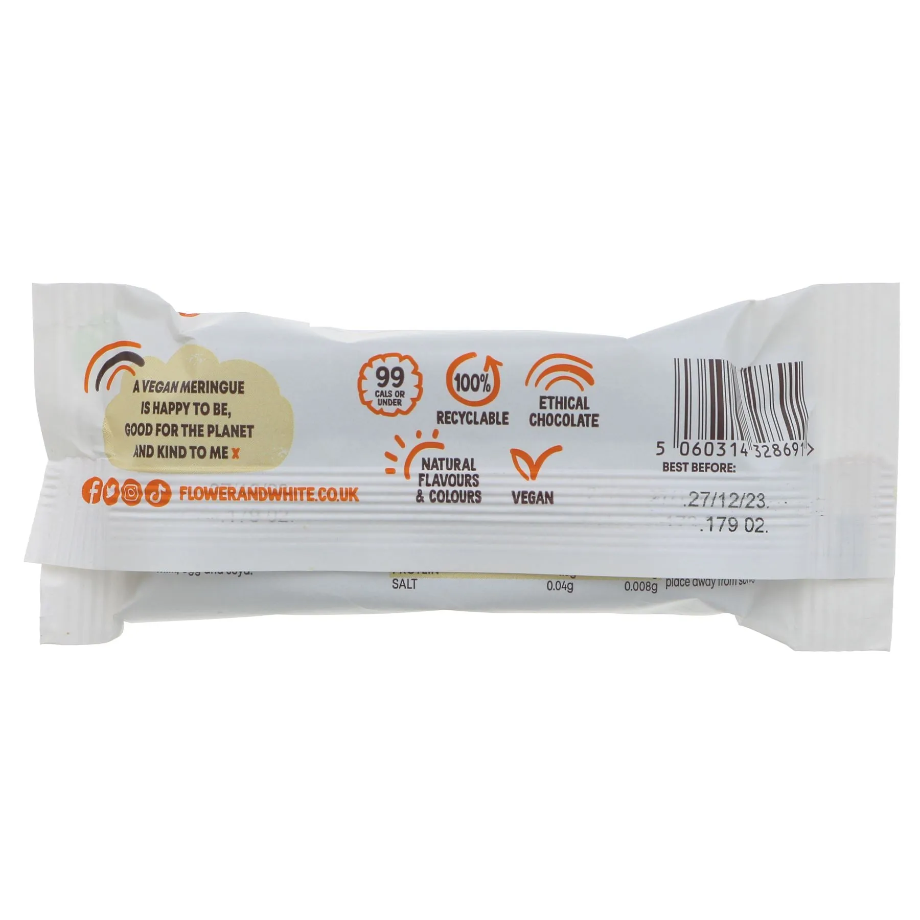 Flower & White | Vegan Orange Meringue Bar | 20g